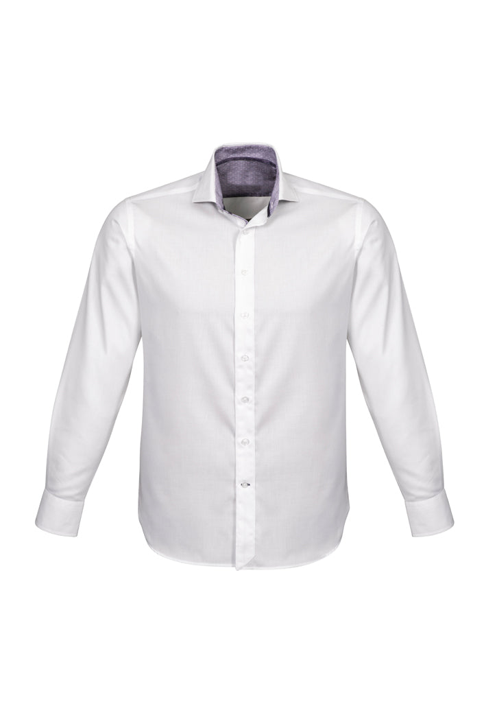 Biz Corporates Herne Bay Mens Long Sleeve Shirt 41810 Corporate Wear Biz Corporates XS White/Turkish Blue 